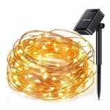 Solarne novoletne lučke veriga 100 LED toplo bela 10m 8 funkcij, (20437227)