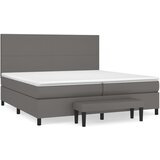 vidaXL Box spring postelja z vzmetnico siva 200x200 cm umetno usnje, (20999377) Cene