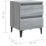  Noćni ormarići s metalnim nogama 2 kom sivi hrast 40x35x50 cm | shoptok.hr
