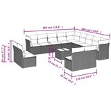  Vrtni set s jastucima, 13 dijelova, crni poliratan | shoptok.hr