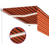  Ročno zložljiva tenda s senčilom LED 3x2,5 m oranžna in rjava | Shoptok.si