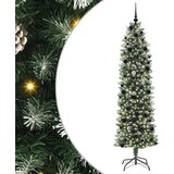 vidaXL Umetno vitko božično drevo med 300 LED Zelena in bela 240 cm, (5000067514) | Shoptok.si