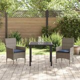  Set stola i stolica 3 pcs Siva i tamnoplava PE ratan | Eponuda.com