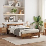 vidaXL Krevetna okvira od konstruiranog drva Staro drvo Drvo 135 x 190 cm | shoptok.hr