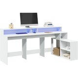  Radni stol LED bijeli 200 x 104 x 91 cm od konstruiranog drva | shoptok.hr