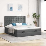 vidaXL Otomanski posteljni okvir z vzmetnicami siv 180x200 cm blago | Shoptok.si