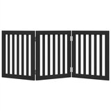  Vrata za pse s 3 panela sklopiva crna 150 cm od drva topole | Eponuda.com