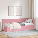 vidaXL Kutni okvir kreveta s uzglavljem Ružičasta 80 x 200 cm Baršun | shoptok.hr
