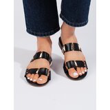 Shelvt Black women's flat sandals Cene