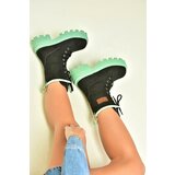 Fox Shoes Women's Black/Green Suede Lace-Up Ankle Boots Cene