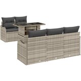 vidaXL Vrtna sedežna garnitura z blazino 6 pcs Svetlo siva Poly ratan, (5000063259) | Shoptok.si