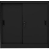 Furnova Pisarniška omara z drsnimi vrati črna 90x40x90 cm jeklo, (21919655) | Shoptok.si