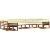 vidaXL Zunanja garnitura za sedenje z blazino 7 pcs Naravna in smetana, (5000280790) | Shoptok.si