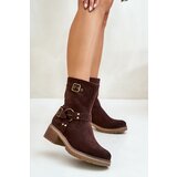 Boto Women's Ankle Boots On Low Heel With Buckles Brown Zudra | shoptok.hr