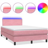 Box Spring krevet s madracem i LED ružičasti 120x220 cm samt | shoptok.hr