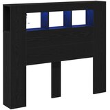  LED glava kreveta s policom Crni hrast 120 x 18,5 x 103,5 cm | shoptok.hr