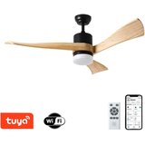  ZEVENTI - LED plafonski ventilator NATURITO LED/18W/230V Wi-Fi Tuya crna/hrast + daljinski upravljač | Eponuda.com