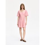 Reserved Mini haljina s mješavinom lana - pastelnoružičasto | shoptok.hr