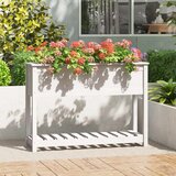 Maison Chic Visoka greda - Greda - Cvetlični Lonec s polico bela 111,5x34,5x81 cm trdna borovina, (21789452) | Shoptok.si