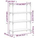  Regal za knjige 4 razine smeđa boja hrasta 80x30x120 cm drveni | shoptok.hr