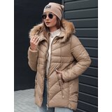 DStreet Kurtka damska zimowa MELOMA pikowana z kapturem beżowa | Shoptok.si