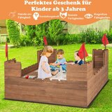  Pjeskovnik s ladicama i zastavicama, drveni pjeskovnik za 1-2 djece od 3 godine nadalje, dimenzije 113 x 116 cm. | shoptok.hr