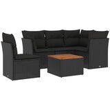  6-dijelni set vrtnih sofa s jastucima crni od poliratana | shoptok.hr