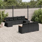 vidaXL 10-dijelni set vrtnih sofa s jastucima crni od poliratana | shoptok.hr
