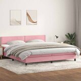  s oprugama i madracem LED ružičasti 180x210 cm baršunasti | shoptok.hr