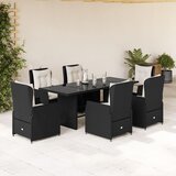  7-dijelni vrtni blagovaonski set s jastucima crni od poliratana | shoptok.hr