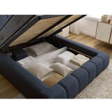 Bobochic Paris Temno modra oblazinjena zakonska postelja s prostorom za shranjevanje z letvenim dnom 140x190 cm Denali – | Shoptok.si
