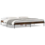 vidaXL Posteljni okvir dimljeni hrast 200x200 cm inž. les in kovina, (21128336) | Shoptok.si