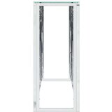 vidaXL Konzolni stol srebrni 110x30x70 cm nehrđajući čelik i staklo | shoptok.hr