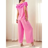 Resti Women's set with an off-the-shoulder blouse with short sleeves and decorative neckline, and flared pants | shoptok.hr