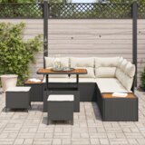 vidaXL 8-dijelni set vrtnog kauča s jastučićima, crni poliratan, akacija | shoptok.hr