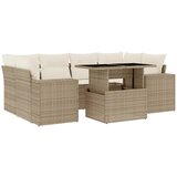 Maison Chic Seti vrtnega pohištva - Vrtna garnitura - Vrtni pohištvo set 7-delna z blazinami bež poli ratan, (21805155) | Shoptok.si