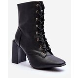 Kesi Leather heeled shoes laced black Divani Cene'.'