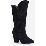 Kesi Over-the-knee boots on a column made of eco suede black Clorira Cijene