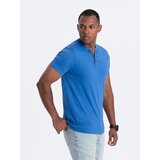 Ombre Men's t-shirt with round henley neckline - blue | Eponuda.ba