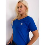 Fashion Hunters Cotton cobalt blue blouse of larger size Cene