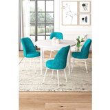 Hanah home Tor - White, Turquoise WhiteTurquoise Dining Table & Chairs Set (5 Pieces) | ePonuda.com