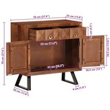 Ormarić s ladicama Med smeđi 70x35x70 cm puno drvo bagrem - boja meda 1 | shoptok.hr