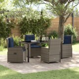  5-delni vrtni jedilni set s sivim poli ratanom, (22087376) | Shoptok.si