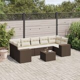 vidaXL 8-dijelni set vrtnih sofa s jastucima smeđi od poliratana | shoptok.hr