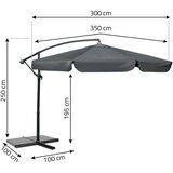 Veliki vrtni suncobran Plonos 350 cm sivi 488000 | shoptok.hr