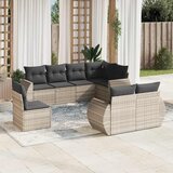 Maison Chic Seti vrtnega pohištva - Vrtna garnitura - Vrtni pohištvo set 8-delna z blazinami sv. siv poli ratan, (21798531) | Shoptok.si