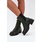 Boto Women Boots On Block Eco Leather Dark Green Kyra | shoptok.hr
