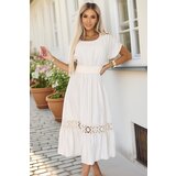 numoco basic 618-1 Subtle boho dress with openwork inserts – ecru | shoptok.hr