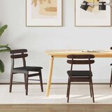  Stolac za blagovanje 2 pcs Svijetlosmeđa i crna Čvrsto drvo | shoptok.hr