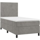 Box spring postelja z vzmetnico svetlo siv 90x190 cm žamet, (20846633) | Shoptok.si